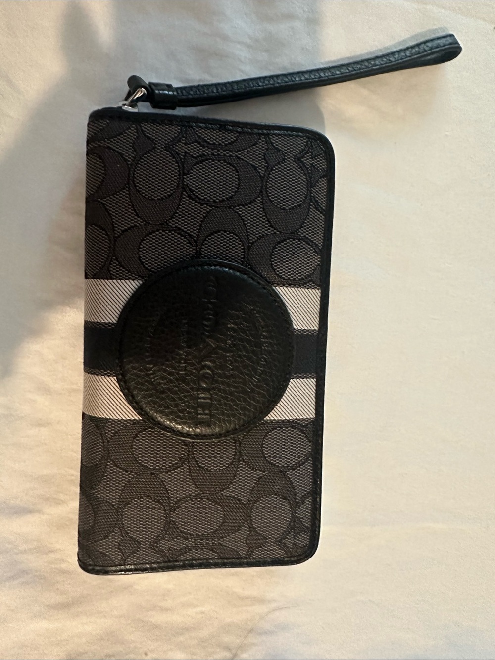 Coach Black & White Signature Wristlet Wallet